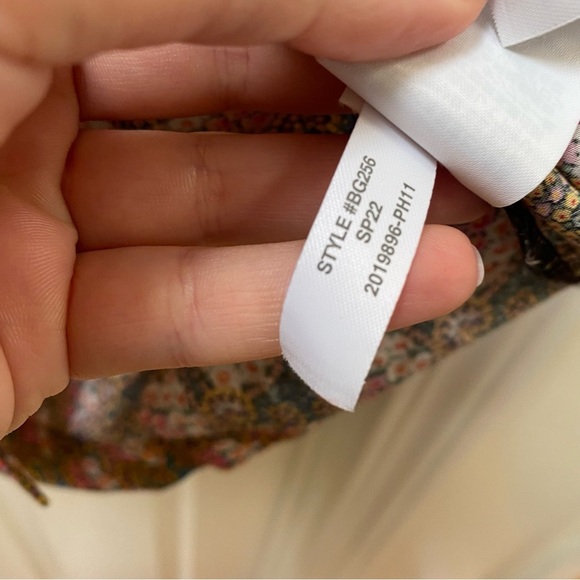 J Crew Collection tie sleeve button front top in Ratti® prism floral pink blue - Picture 6 of 9